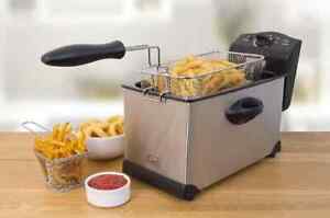 3 Litre 3L Stainless Steel Deep Fat Fryer Large Chip Chips Kitchen 2000W New