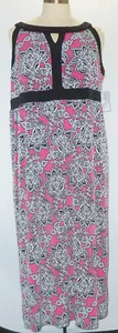 Catherines Maxi Dress Women Plus 3X Black PInk Floral Stretch Flowy Sleeveless - Picture 1 of 4
