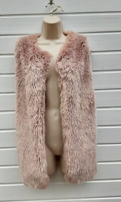 FAUX FUR WAISTCOAT,GILLET,PINK,HIPPIE,BOHO,FOLK,60S,70S,VINTAGE LOOK,NEXT,SIZE 8 - Image 1 of 4