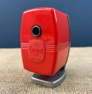 VINTAGE ROTER VELOS CORONET NO.III MECHANISCHER BLEISTIFTSPITZER FÜR SCHREIBTISCHHALTERUNG - Bild 1 von 8