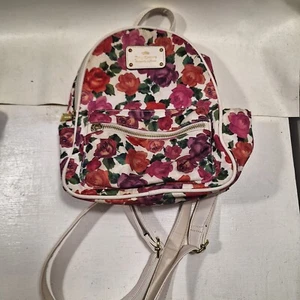 Juicy Couture Mini Back Pack Flowers Bag Charms Floral Gold Accents White Straps - Picture 1 of 9