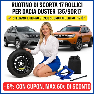 Ruotino di Scorta 17 Pollici per Dacia Duster 135/90R17 Cric Suv Astuccio dot25 - Immagine 1 di 4