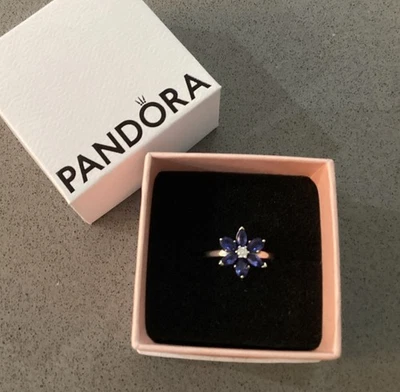 GENUINE PANDORA -  S925 ALE Blue Herbarium Cluster  Ring - Size 52 L1/2 - Boxed  - Image 1 of 4
