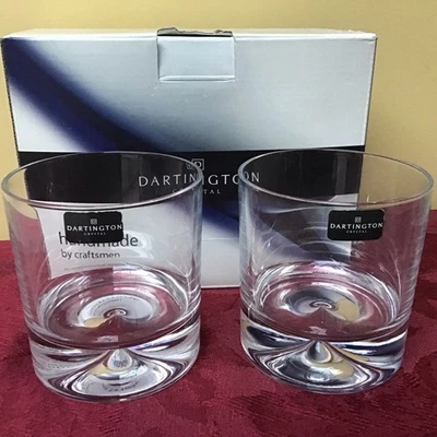 Dartington Crystal Whisky Glasses Dimple Double Old Fashioned Pair BOXED UNUSED - Image 1 of 4