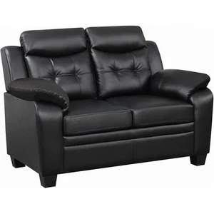 Coaster Finley Faux Leather Tufted Upholstered Loveseat in Black - Picture 1 of 2