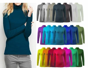 Polo donna collo tartaruga tinta unita manica lunga UK 6-20 - Foto 1 di 24