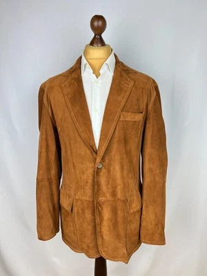Rare GIMOS Amazing Camel Brown Soft Suede Leather Unlined Blazer Jacket 44US54IT - Image 1 of 4