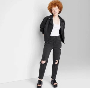 NWT Women's Super-High Rise Tapered Jeans - Wild Fable Black Denim 00/27" Inseam - Picture 1 of 1
