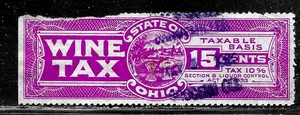 HICK GIRL-USED STATE OF OHIO 15 CENTS WINE TAX STAMPS  SERIES 1933        X5971 - Picture 1 of 2