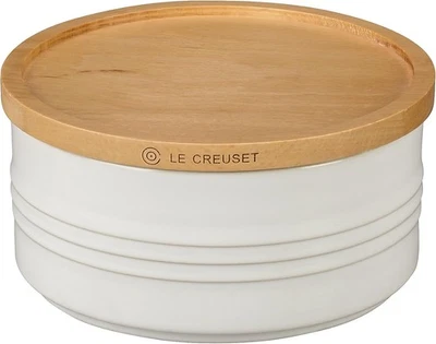 Bote de gres Le Creuset con tapa de madera, 23 oz. (5,5" diámetro), Blanco Foto 1 de 2