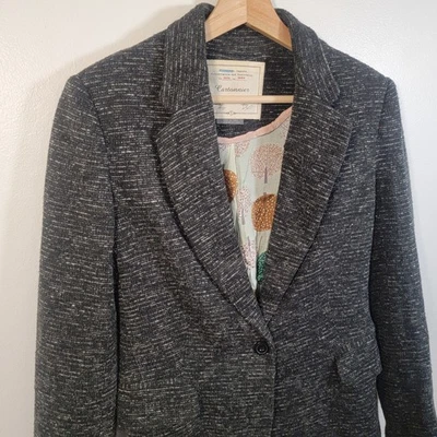 Blazer Anthropologie Cartonnier Gris Chaqueta de un solo botón Forrada Para Mujer Pequeña Foto 1 de 4