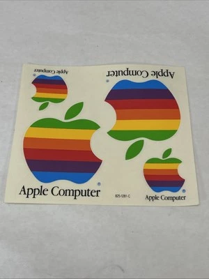 vintage APPLE Mac Computer Rainbow Stickers 1990’s NOS Decals - Image 1 of 2