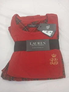 RALPH LAUREN Gr. L Damen Pyjama rot kariert BRUSHED TWILL Hose Set NEU - Bild 1 von 7