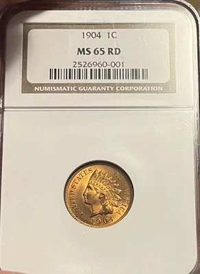 1904 NGC MS65 RD Indian Cent - Image 1 of 3