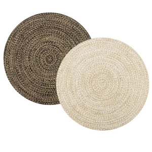 Antik Teppich Rund Handgefertigt Wohnzimmer Schlafzimmer Jute Läufer Fußmatte - Bild 1 von 17
