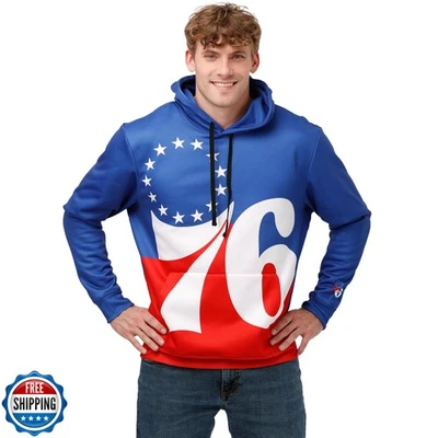 FOCO Philadelphia 76ers NBA Mens Colorblock Big Logo Printed Hoodie - M - Image 1 of 4