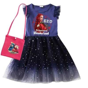 Kids Dress Girls Descendants 4 Red Costume Sleeveless Mesh Princess Dresses - Picture 1 of 32