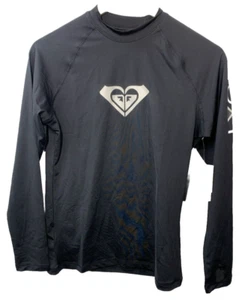 Roxy Whole Hearted LS Rash Guard Camicia Antracite Nero L Manica Lunga UPF 50+ - Foto 1 di 7