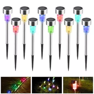 10x Solar Power LED Stake Lights Patio Outdoor Garden Lawn Path Yard Decor Lamp - Picture 1 of 21