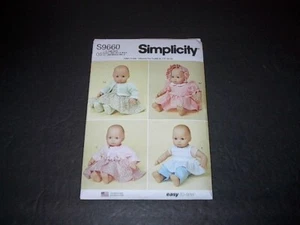 Patrón Simplicity 9660 Cuatro Adorables Trajes para Muñecas Bebé 15" Pantalones/Vestido Unc - Imagen 1 de 3