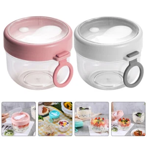 2 Pcs Overnight Oats Container Glass Cereal Storage Containers Jar - Picture 1 of 12
