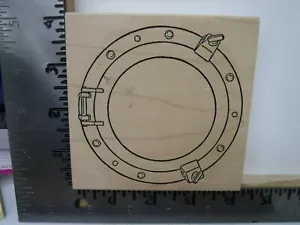 OCTOPUS INK PORTHOLE LARGE RUBBER STAMP WOOD MOUNTED EUC L338 - Picture 1 of 2