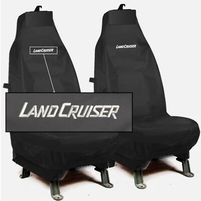 PARA TOYOTA LAND CRUISER - FUNDAS DE ASIENTO IMPERMEABLES DE ALTA RESISTENCIA NEGRAS 2X PROTECTORES Foto 1 de 3
