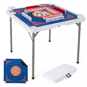 35" Folding Mahjong Table w/Cup Holders & Smooth Felt Mat Carrying Handle - Picture 1 of 10