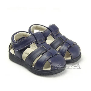 New Kids/Boys Leather Sandals/Shoes size 3-9 in Brown-Black-Navy 8114  - Picture 1 of 8
