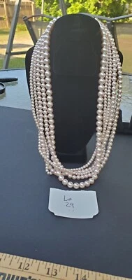 Gemstone Jewelry lot Pink Faux Pearls Purple Stone Cultured Green - Image 1 of 4