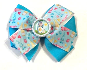 Beautiful Happy Easter Gnome with a basket Inspired Hair Bow for girls. - Picture 1 of 3