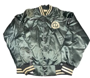 Vintage 90s Duke University Blue Devils Bomber Satin Button Up L Jacket A5J - Picture 1 of 5