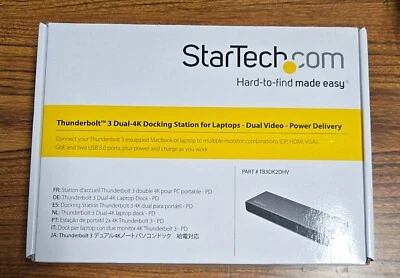 NEW StarTech Thunderbolt 3 Dual-4K Docking Station for Laptops TB3DK2DHV - Image 1 of 3