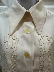 Camisa De Colección Rockabilly Abotonada PEQUEÑA Poliéster CUELLO GRANDE Bordada Años 60 70 - Imagen 1 de 18