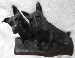 (2) Antik Scottish Terrier Scotties Gusseisen Tür Stopp Markierte Nsm - Bild 1 von 4