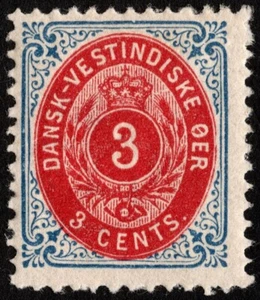 Danish West Indies - 1898 - 3 Cents Blue & Lake Numeral of Value # 17 Mint F-VF - Picture 1 of 1