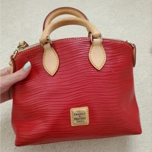Dooney and Bourke Red Embossed Leather Satchel Bag - Picture 1 of 16