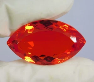 Großer mexikanischer Feueropal 13,90 ct. rot orange Marquise Schliff lose Edelstein Geschenk - Bild 1 von 8