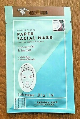 BOLERO Beverly Hills Paper Facial Mask Coconut & Sea Salt Brand New 0.375 fl oz  - Image 1 of 4
