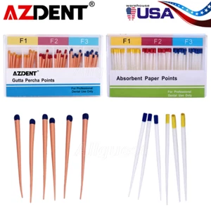 AZDENT Dental Endodontic Gutta Percha Points/Absorbent Paper Points F1 F2 F3 USA - Picture 1 of 15