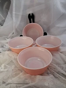 Vintage 5" Hazel Atlas Moderntone Platonite Pink Bowl Set Of 4 - Picture 1 of 13