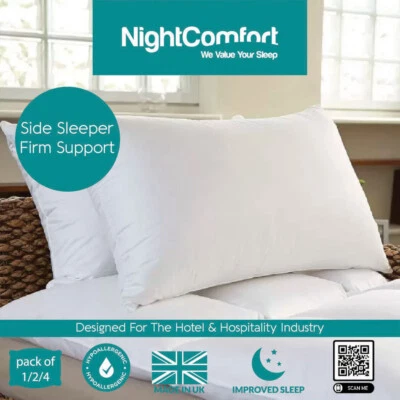 NightComfort Hotel Quality Cotton Blend Pillow Firm Support, Pack of 1/2/4 - Image 1 of 4