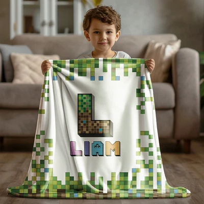 Manta personalizada para jugadores de minería, regalo para niños jugadores, regalo para amantes de los juegos de minería  Foto 1 de 2