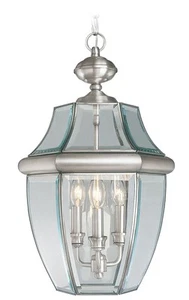 Livex Lighting 2355 Nickel Monterey 3-Light Outdoor Pendant - Picture 1 of 12