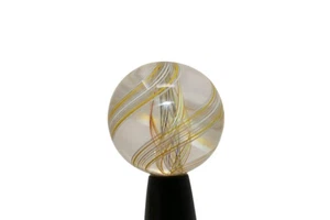 Richard Marquis Studio Art Glass Marble ~ Black White Yellow Swirls - Picture 1 of 8