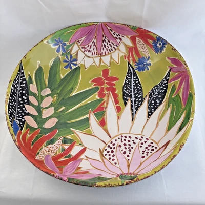 Tazón grande para servir de melamina 13" x 12,5" flores tropicales "NUEVO CON ETIQUETAS" Foto 1 de 4