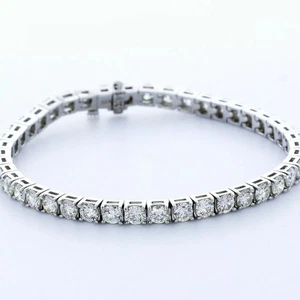 Solid 14K Gold Tennis Bracelet Classic 9.99 Carat Round Lab-Grown Diamond E VVS2 - Picture 1 of 11