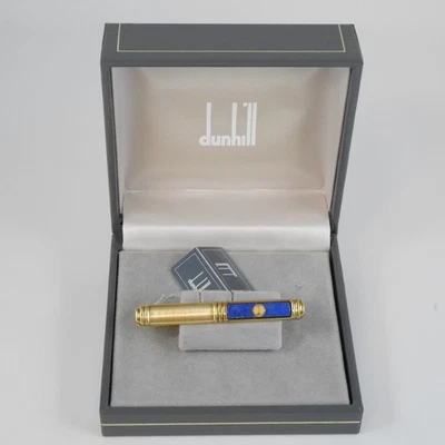 dunhill Lapis Lazuli and Gold Plated Tie Bar Clip Clasp with Box (MINT) - Image 1 of 4