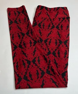 NEW LuLaRoe TC Leggings RED BLACK Face Bones Scroll SKULL HALLOWEEN Gothic Goth - Picture 1 of 4