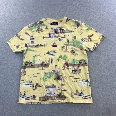 Camisa Polo Ralph Lauren Niños Mediana 10-12 Amarillo Polo Oso Camiseta Estampada por Todas Partes Foto 1 de 4